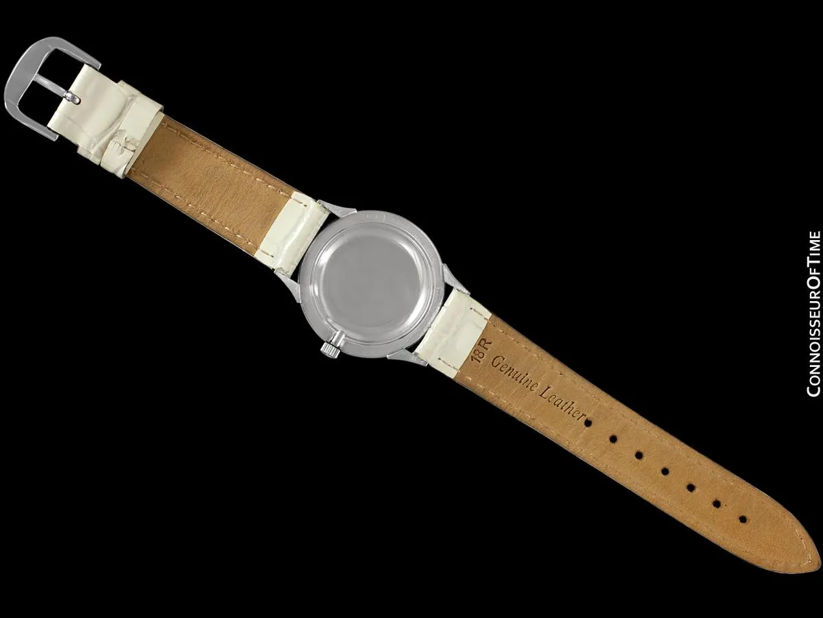 c. 1960 Longines Mystery Dial Vintage Watch - 14K White Gold & Diamonds - Thunderbolt Dial
